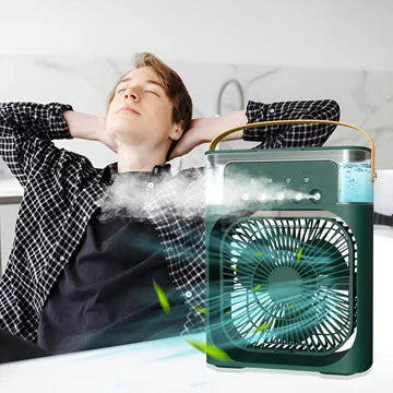 Humidifier Cooling Fan, Personal USB Air Cooler Fan, Mini Air Freshener Cooling Fan, Water Mist Humidification Fan, 3 In 1 Portable Fan Air Conditioner, Desktop Electric Fan Air Cooler, LED Light Humidifier, USB Powered