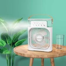 Humidifier Cooling Fan, Personal USB Air Cooler Fan, Mini Air Freshener Cooling Fan, Water Mist Humidification Fan, 3 In 1 Portable Fan Air Conditioner, Desktop Electric Fan Air Cooler, LED Light Humidifier, USB Powered
