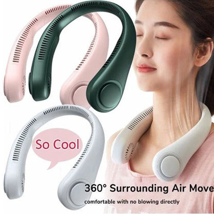 Portable Bladeless Hanging Neck Fan | Super Cooling Strong Fan 360°